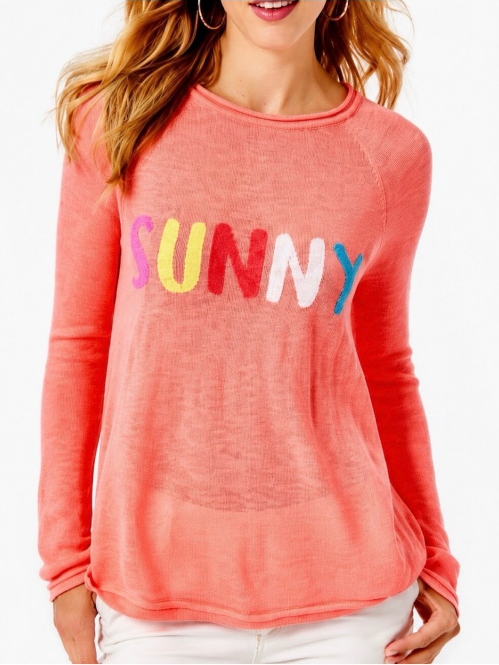 Lilly Pulitzer Coral 'SUNNY' Crewneck Sweater